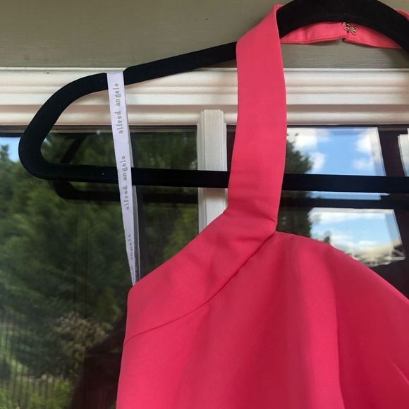 Alfred Angelo Pink Fuscia Halter Chiffon Ruffle Dress EUC, Size 12 - Picture 4 of 12